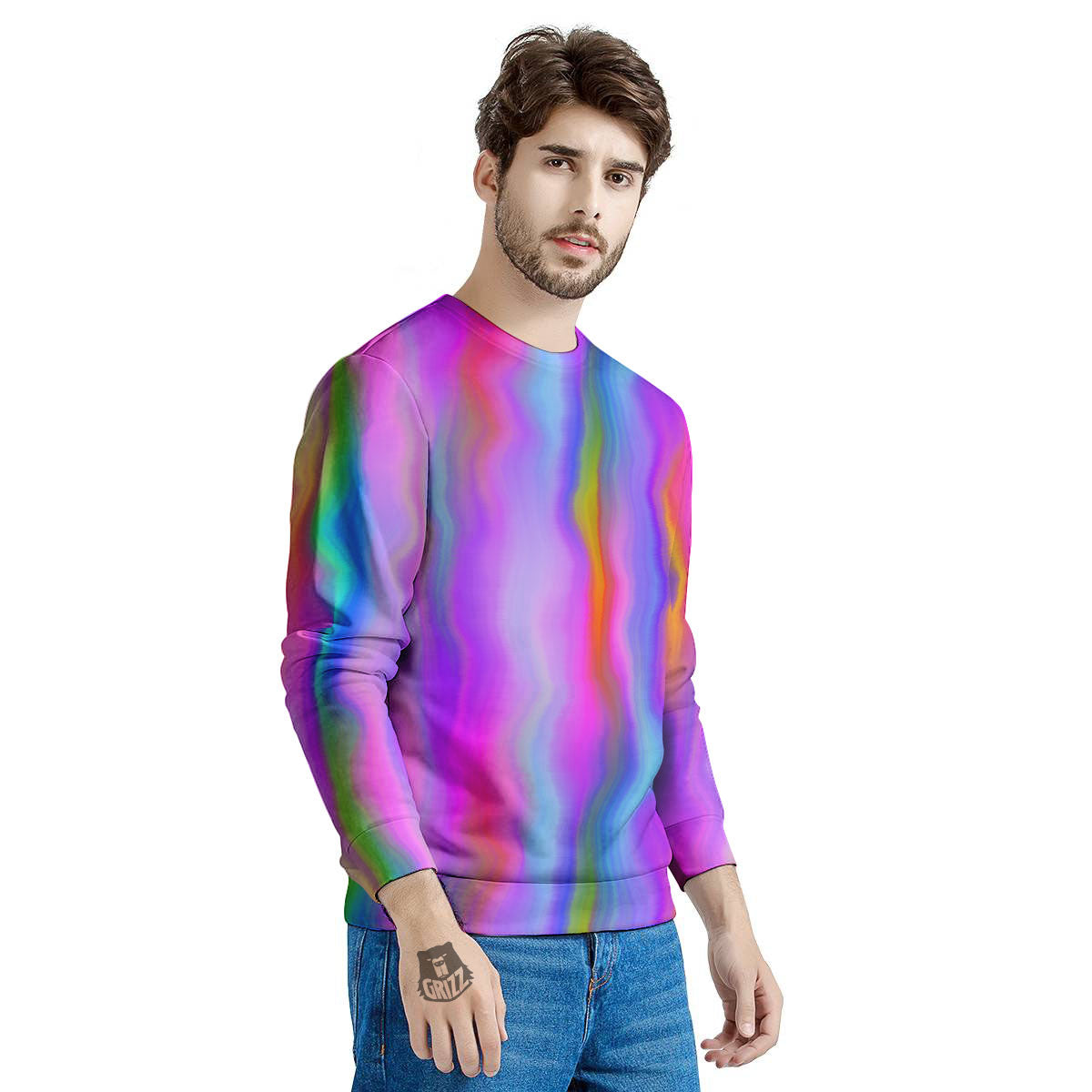 Gradient Psychedelic Print Pattern Men's Sweatshirt-grizzshop