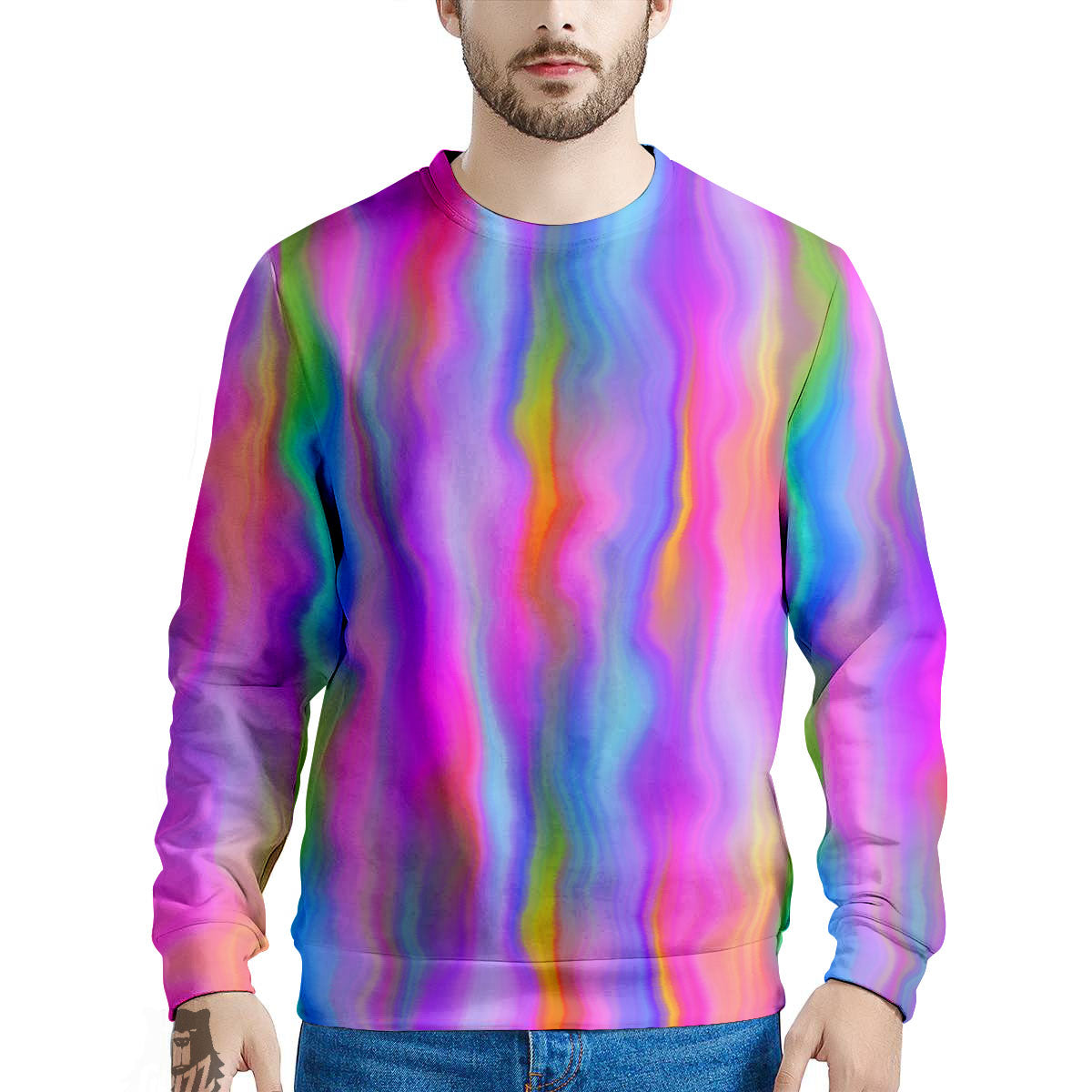 Gradient Psychedelic Print Pattern Men's Sweatshirt-grizzshop