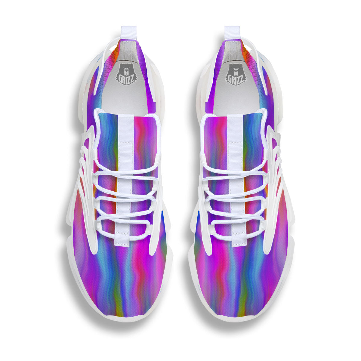 Gradient Psychedelic Print Pattern White Gym Shoes-grizzshop