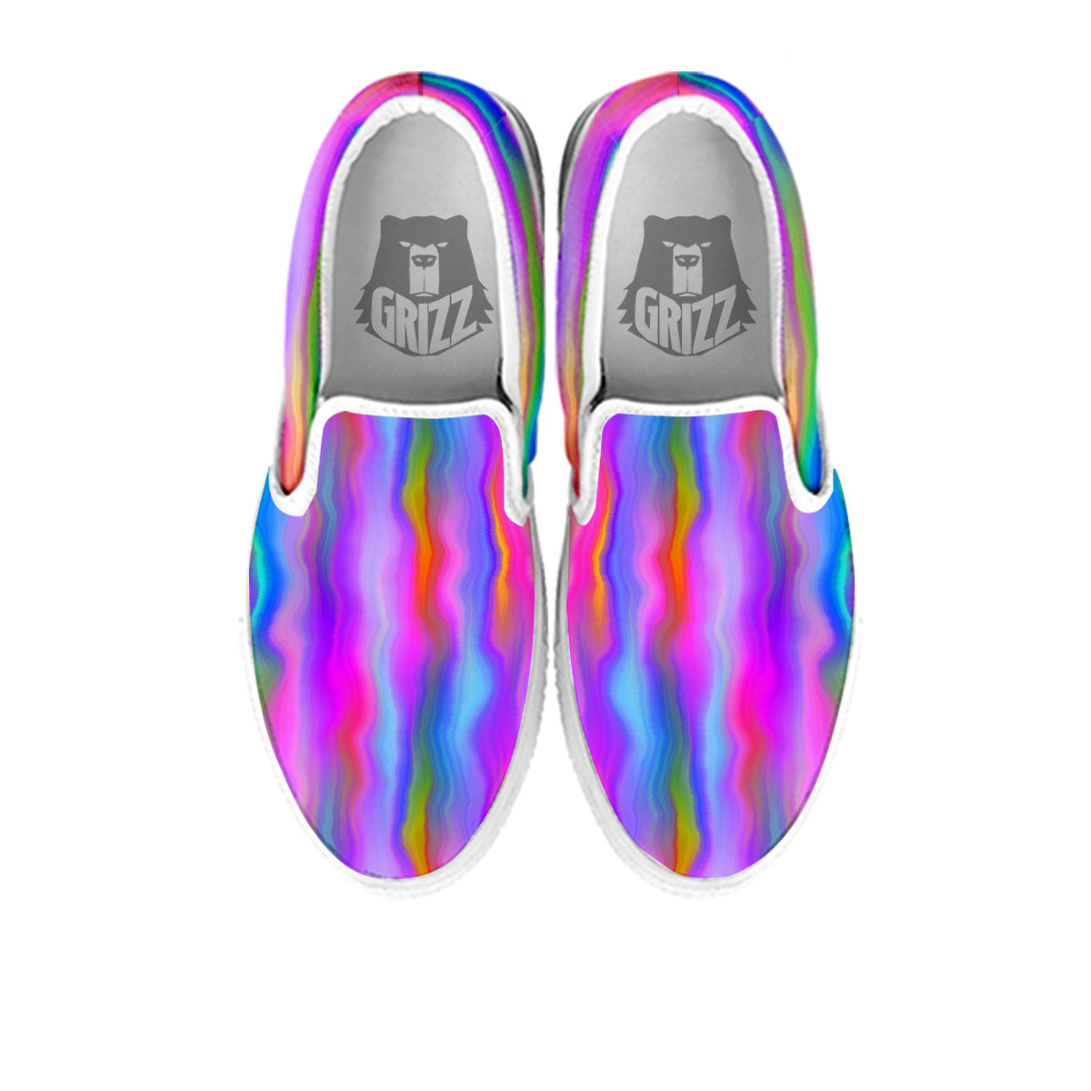 Gradient Psychedelic Print Pattern White Slip On Shoes-grizzshop