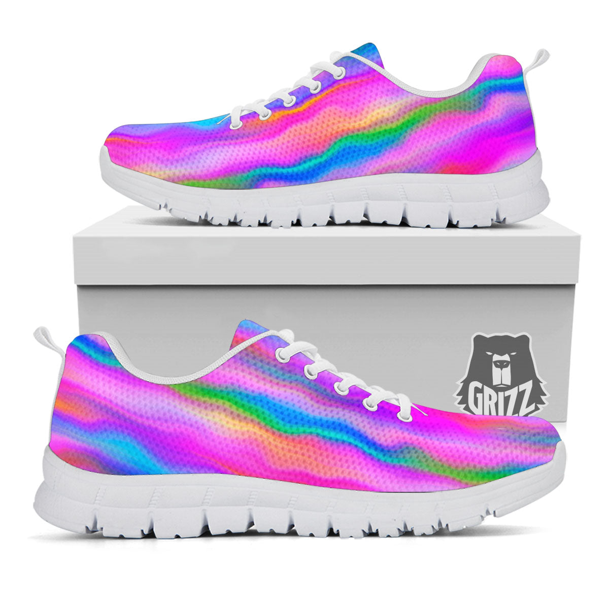 Gradient Psychedelic Print Pattern White Sneaker-grizzshop