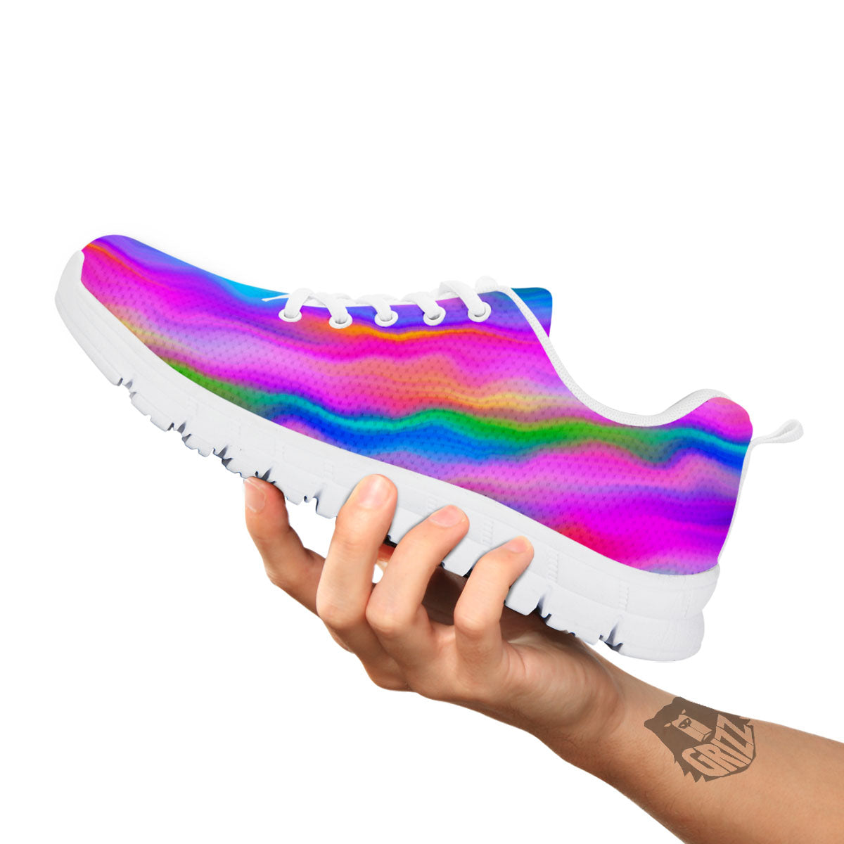 Gradient Psychedelic Print Pattern White Sneaker-grizzshop