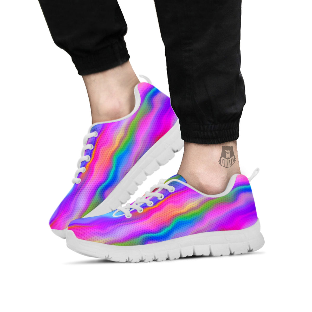 Gradient Psychedelic Print Pattern White Sneaker-grizzshop