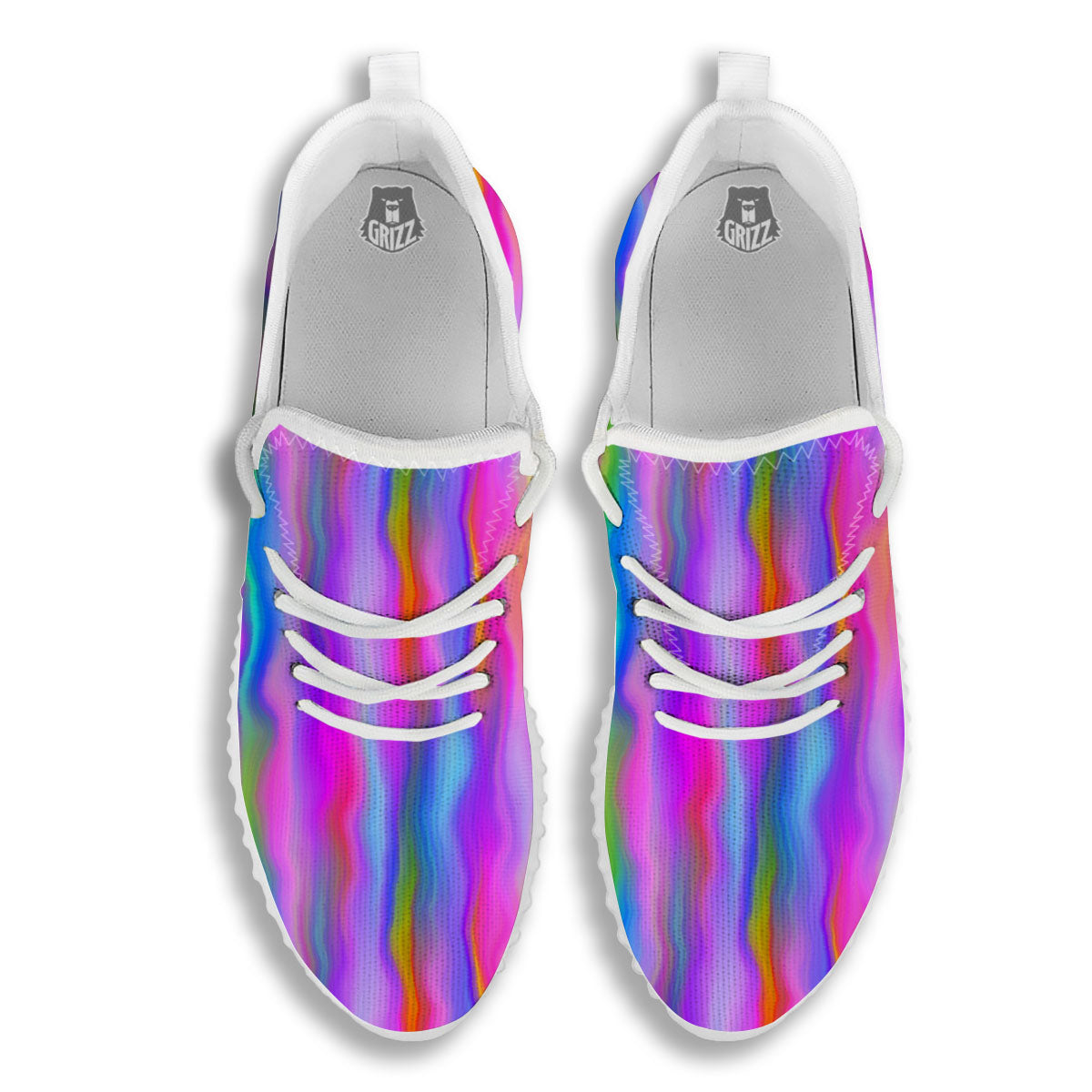 Gradient Psychedelic Print Pattern White Walking Shoes-grizzshop