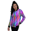 Gradient Psychedelic Print Pattern Women's Bomber Jacket-grizzshop