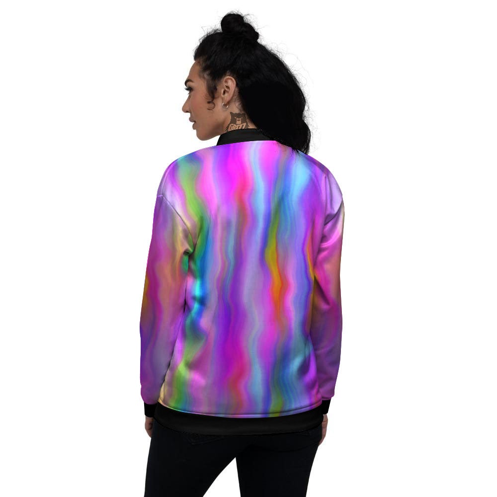 Gradient Psychedelic Print Pattern Women's Bomber Jacket-grizzshop