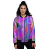 Gradient Psychedelic Print Pattern Women's Bomber Jacket-grizzshop