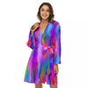 Gradient Psychedelic Print Pattern Women's Robe-grizzshop