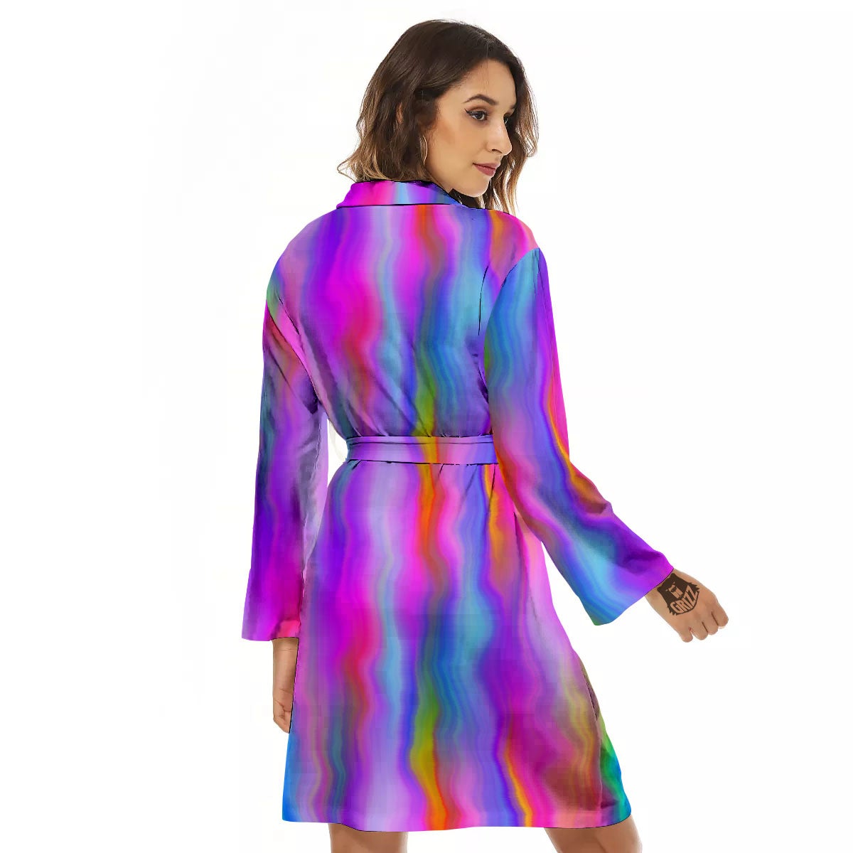 Gradient Psychedelic Print Pattern Women's Robe-grizzshop