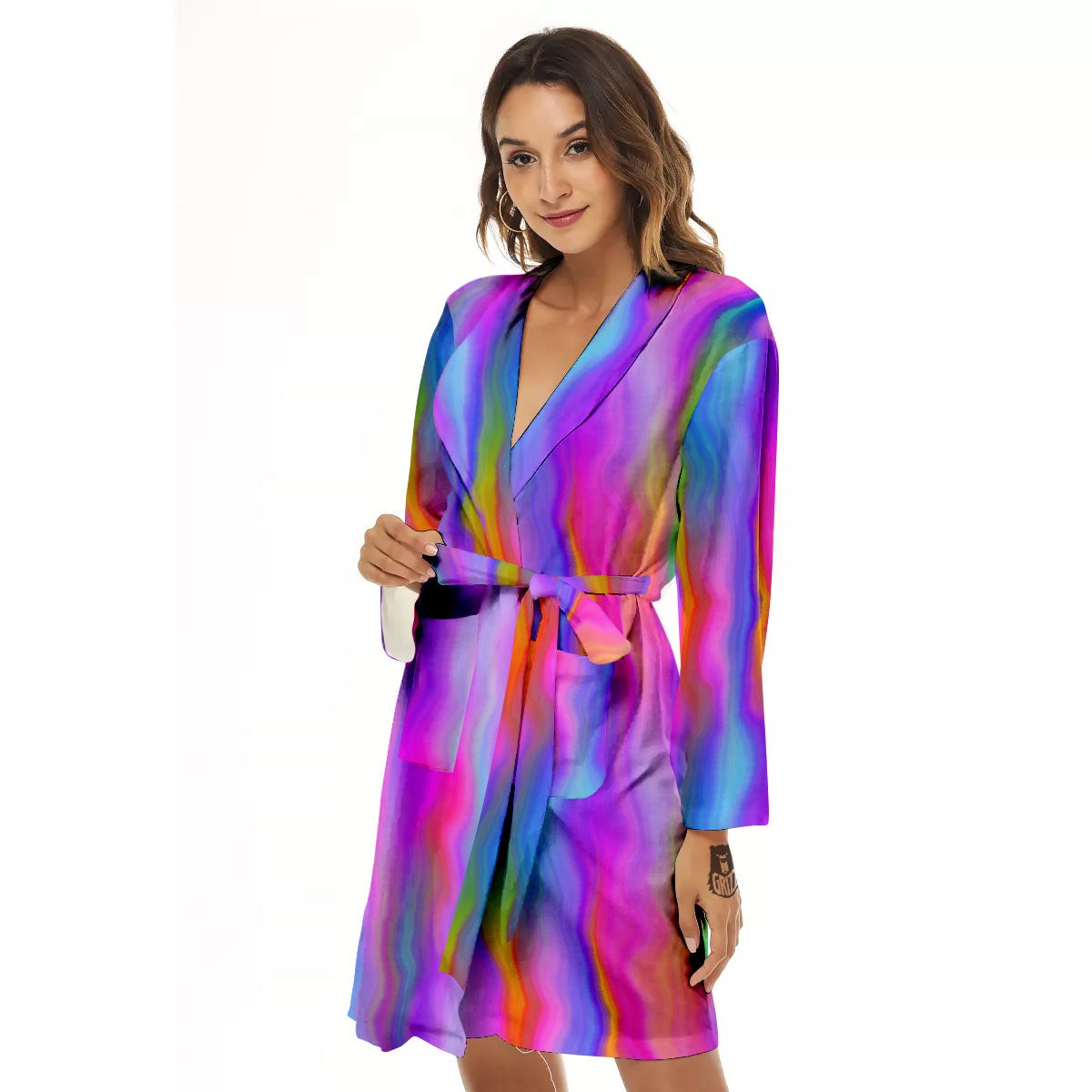 Gradient Psychedelic Print Pattern Women's Robe-grizzshop