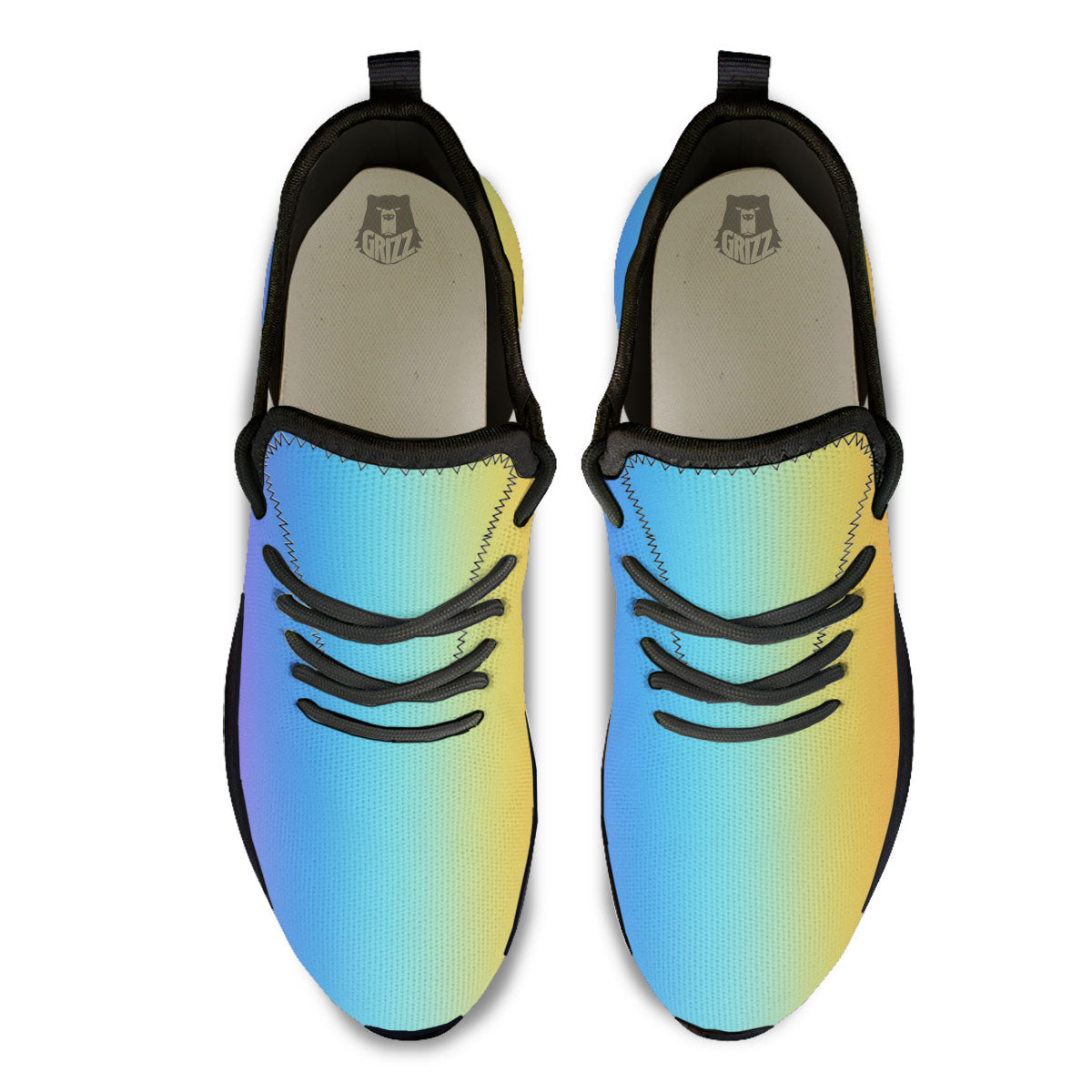 Gradient Rainbow Print Pattern Black Athletic Shoes-grizzshop