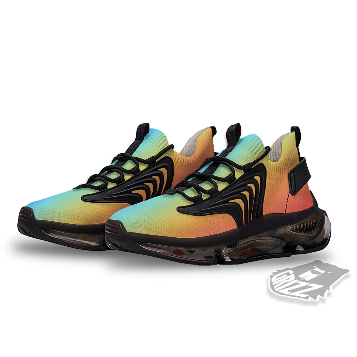 Gradient Rainbow Print Pattern Black Gym Shoes-grizzshop