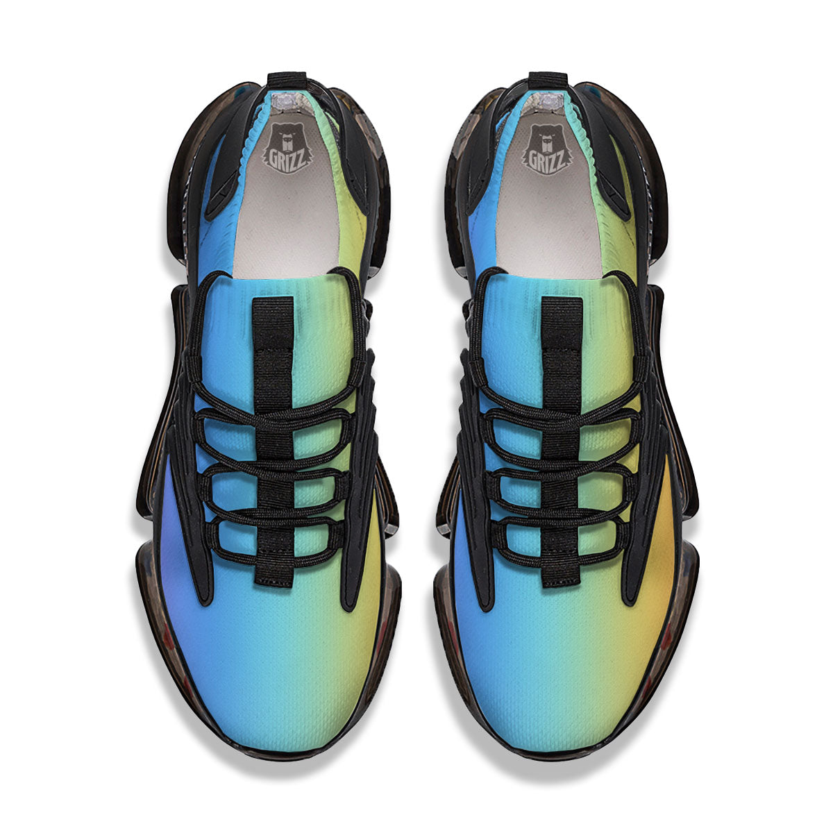 Gradient Rainbow Print Pattern Black Gym Shoes-grizzshop