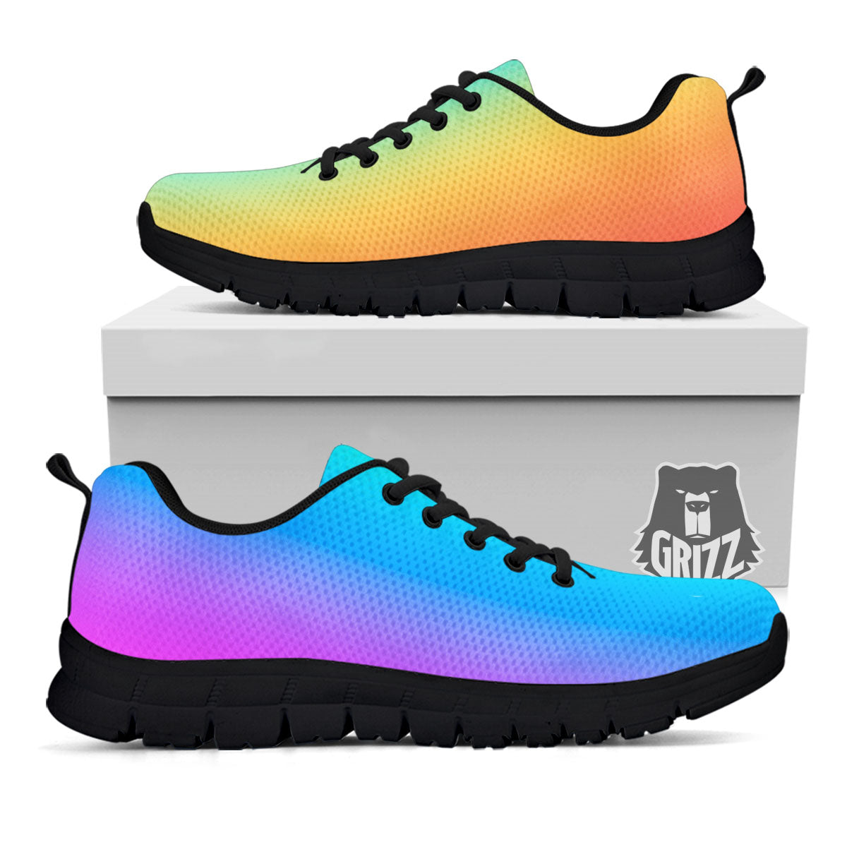 Gradient Rainbow Print Pattern Black Sneaker-grizzshop