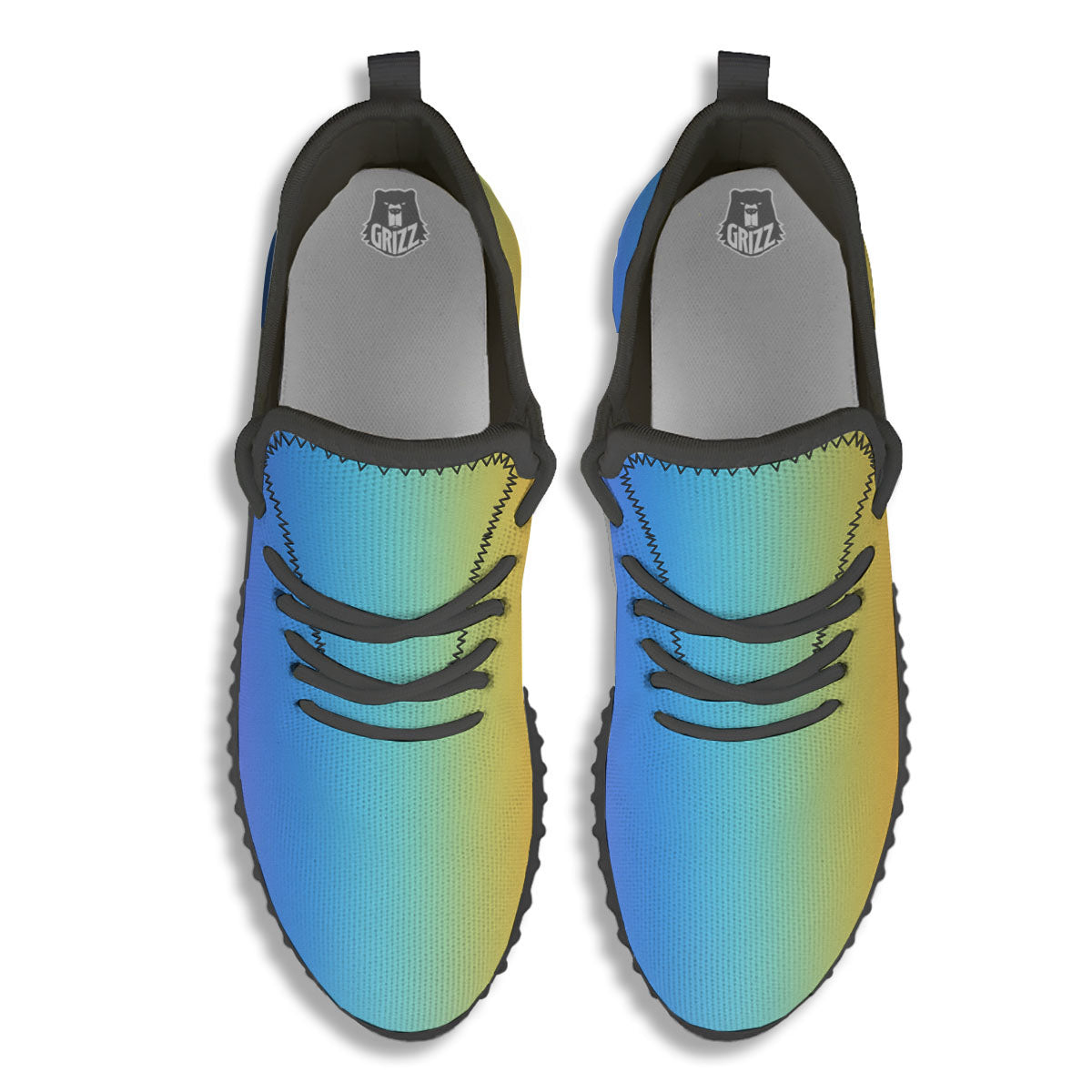 Gradient Rainbow Print Pattern Black Walking Shoes-grizzshop