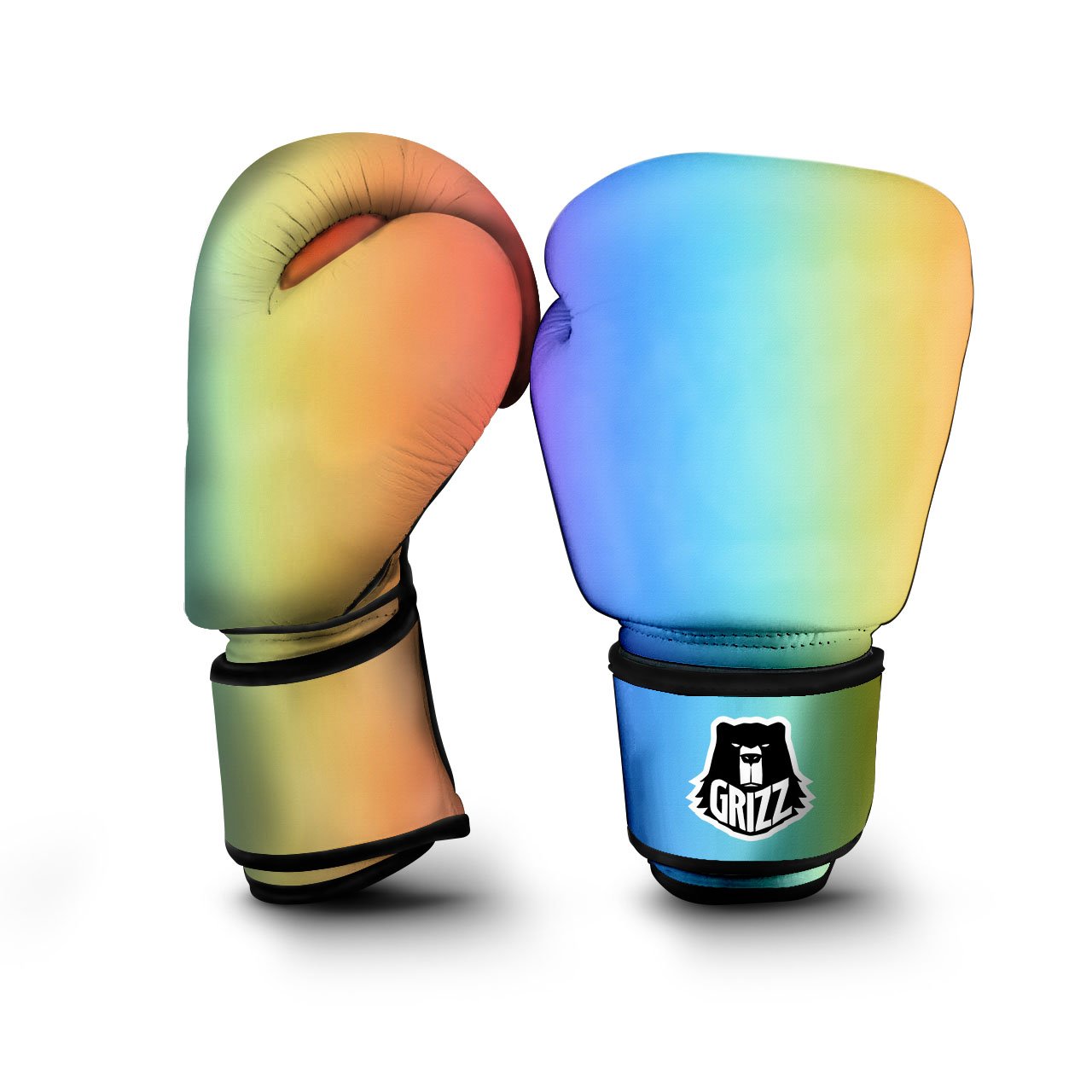 Gradient Rainbow Print Pattern Boxing Gloves-grizzshop