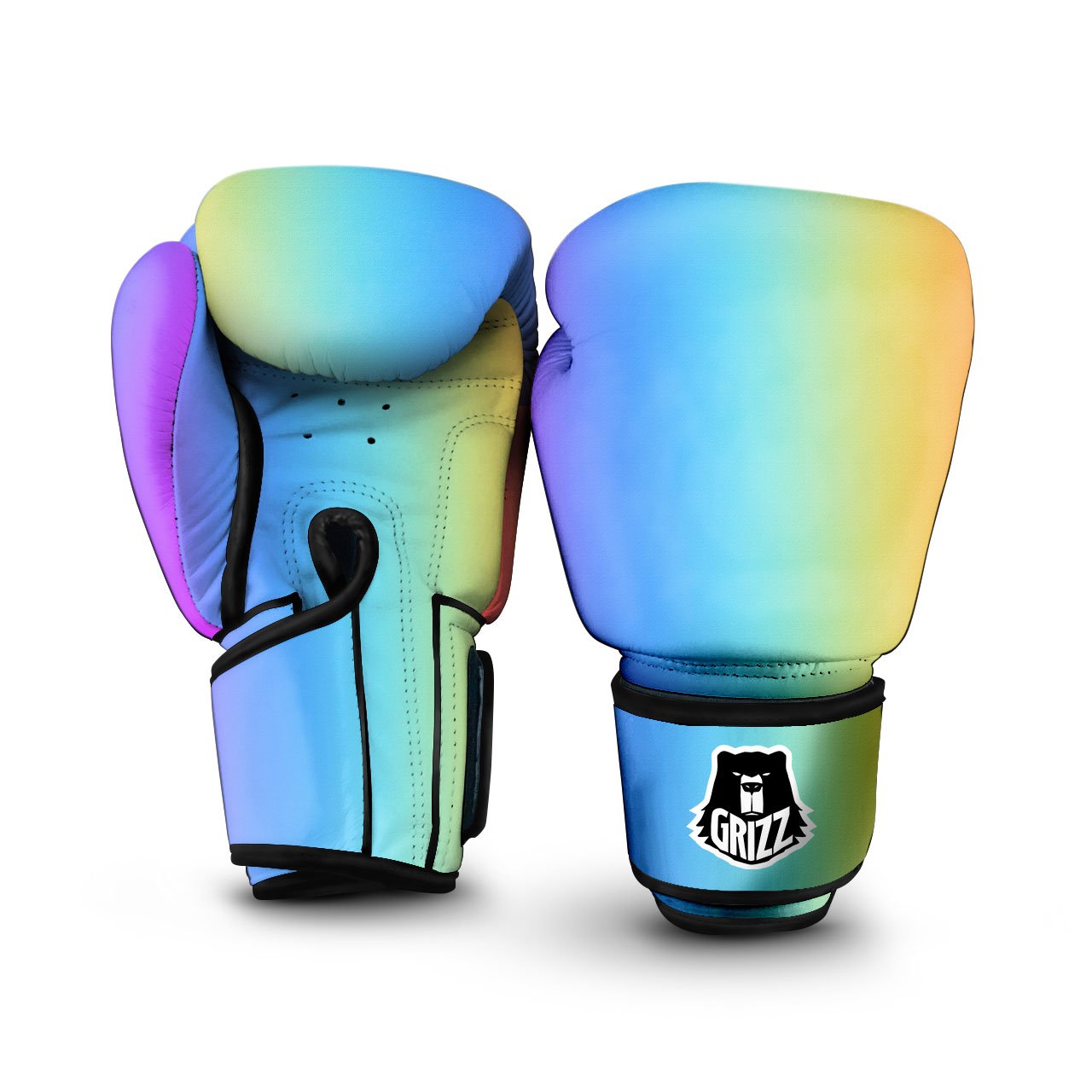 Gradient Rainbow Print Pattern Boxing Gloves-grizzshop
