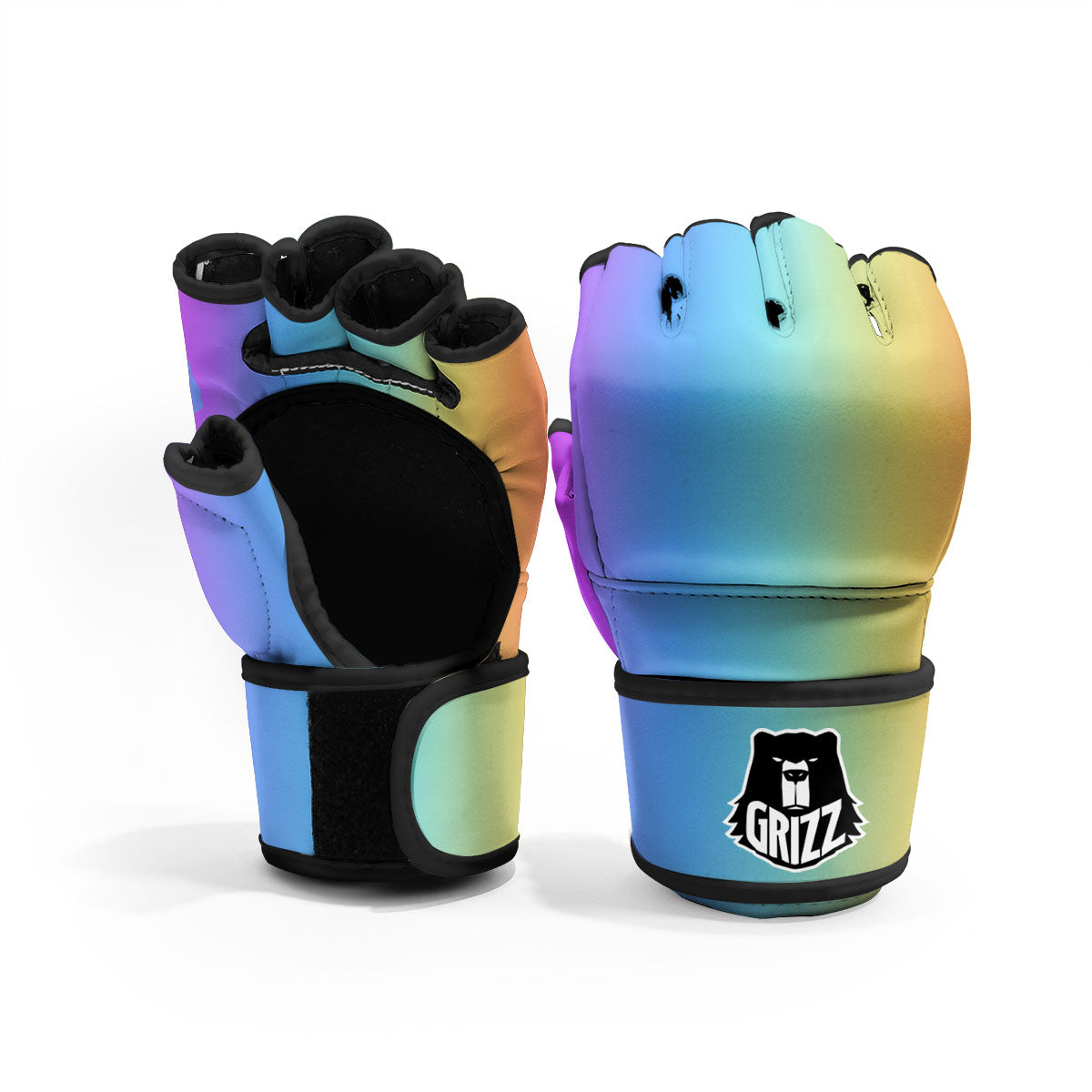 Gradient Rainbow Print Pattern MMA Gloves-grizzshop