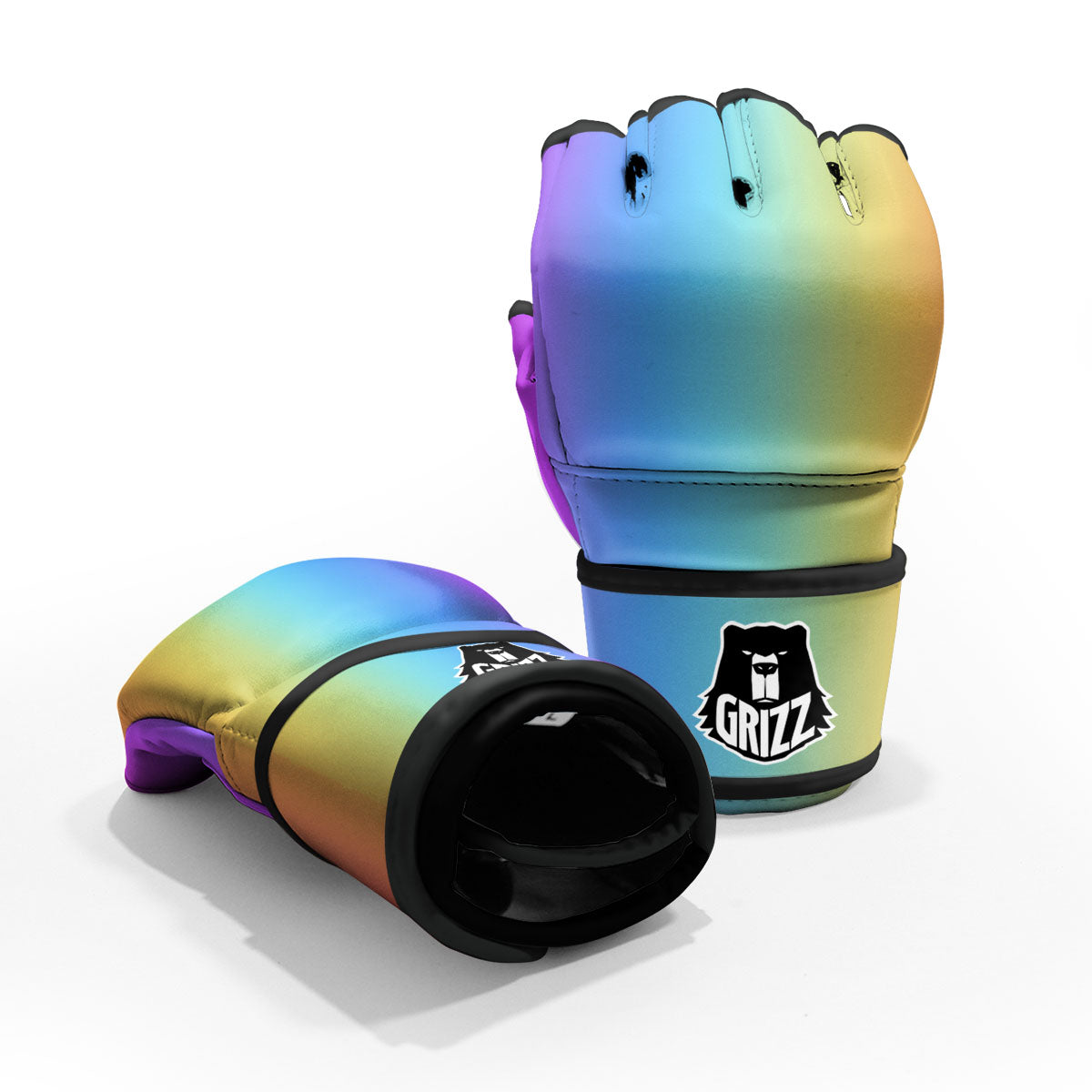 Gradient Rainbow Print Pattern MMA Gloves-grizzshop