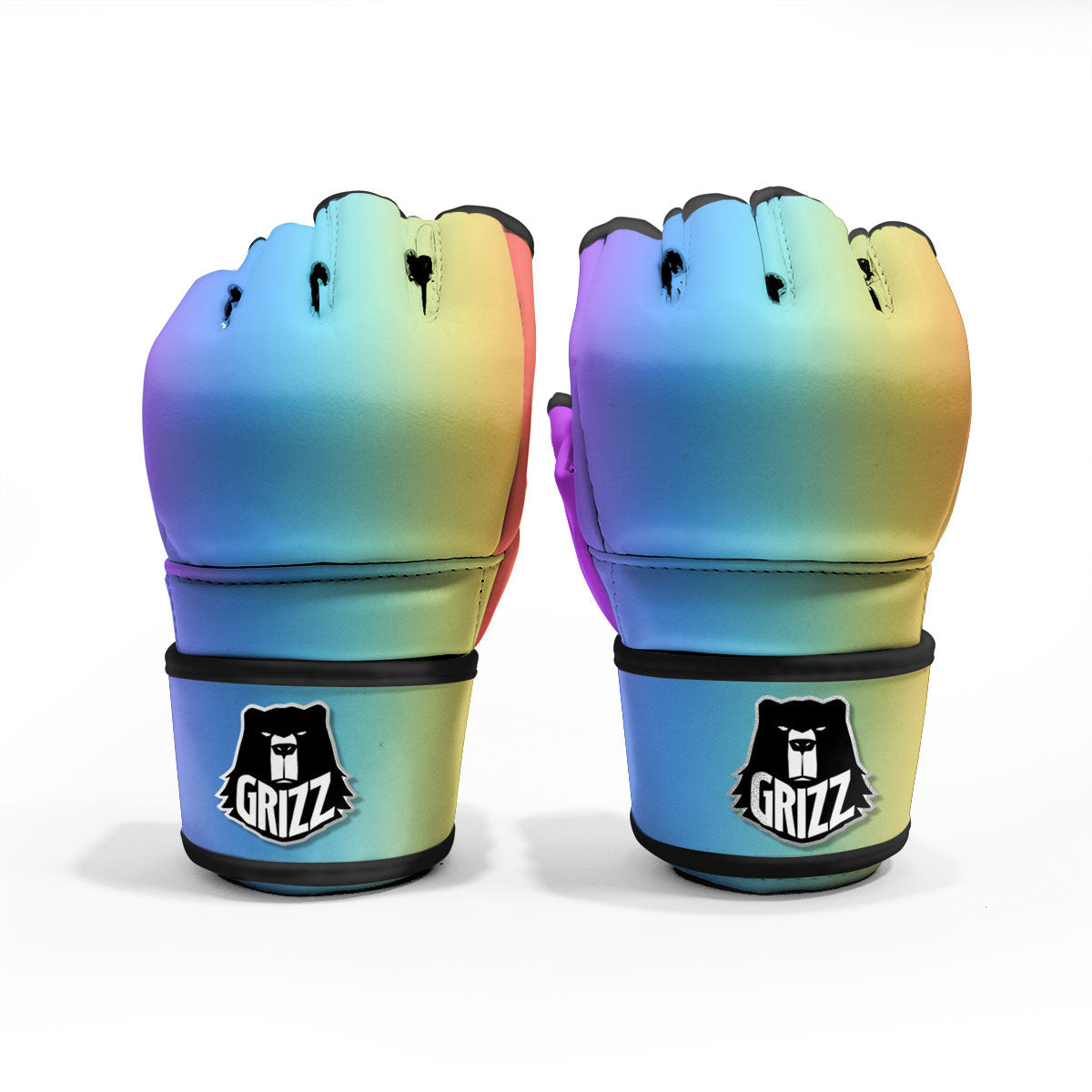 Gradient Rainbow Print Pattern MMA Gloves-grizzshop