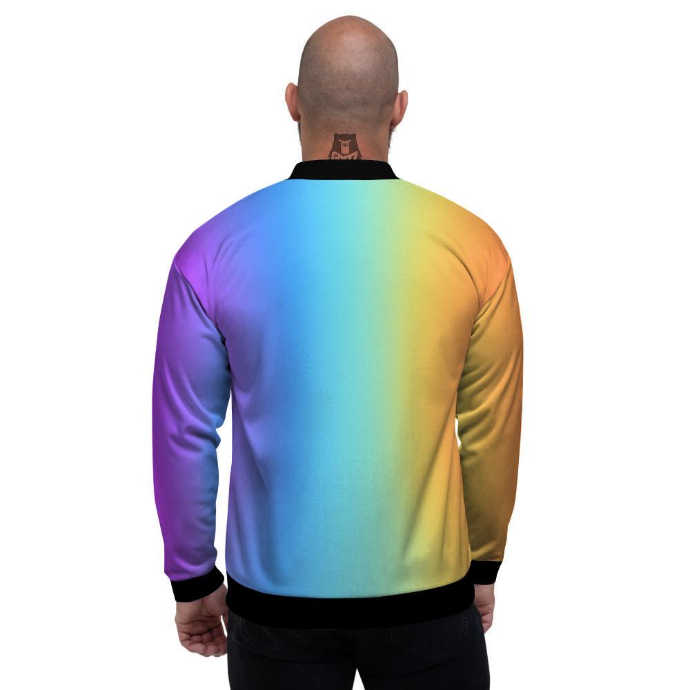 Gradient Rainbow Print Pattern Men's Bomber Jacket-grizzshop