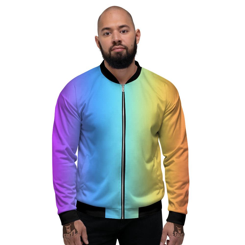 Gradient Rainbow Print Pattern Men's Bomber Jacket-grizzshop