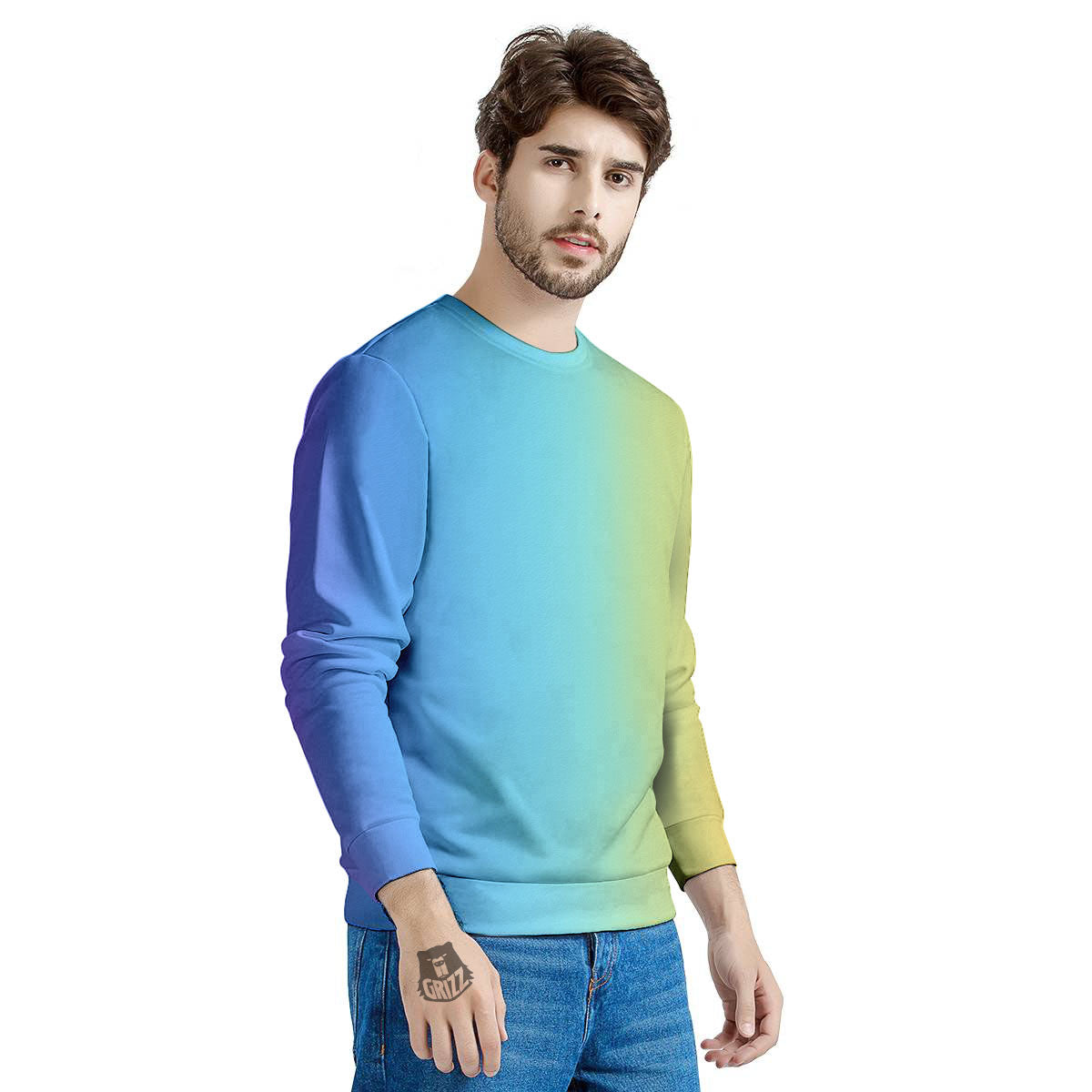 Gradient Rainbow Print Pattern Men's Sweatshirt-grizzshop