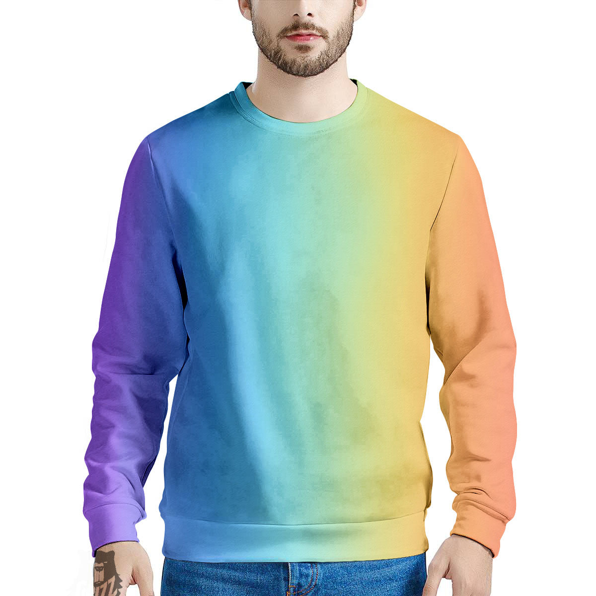 Gradient Rainbow Print Pattern Men's Sweatshirt-grizzshop