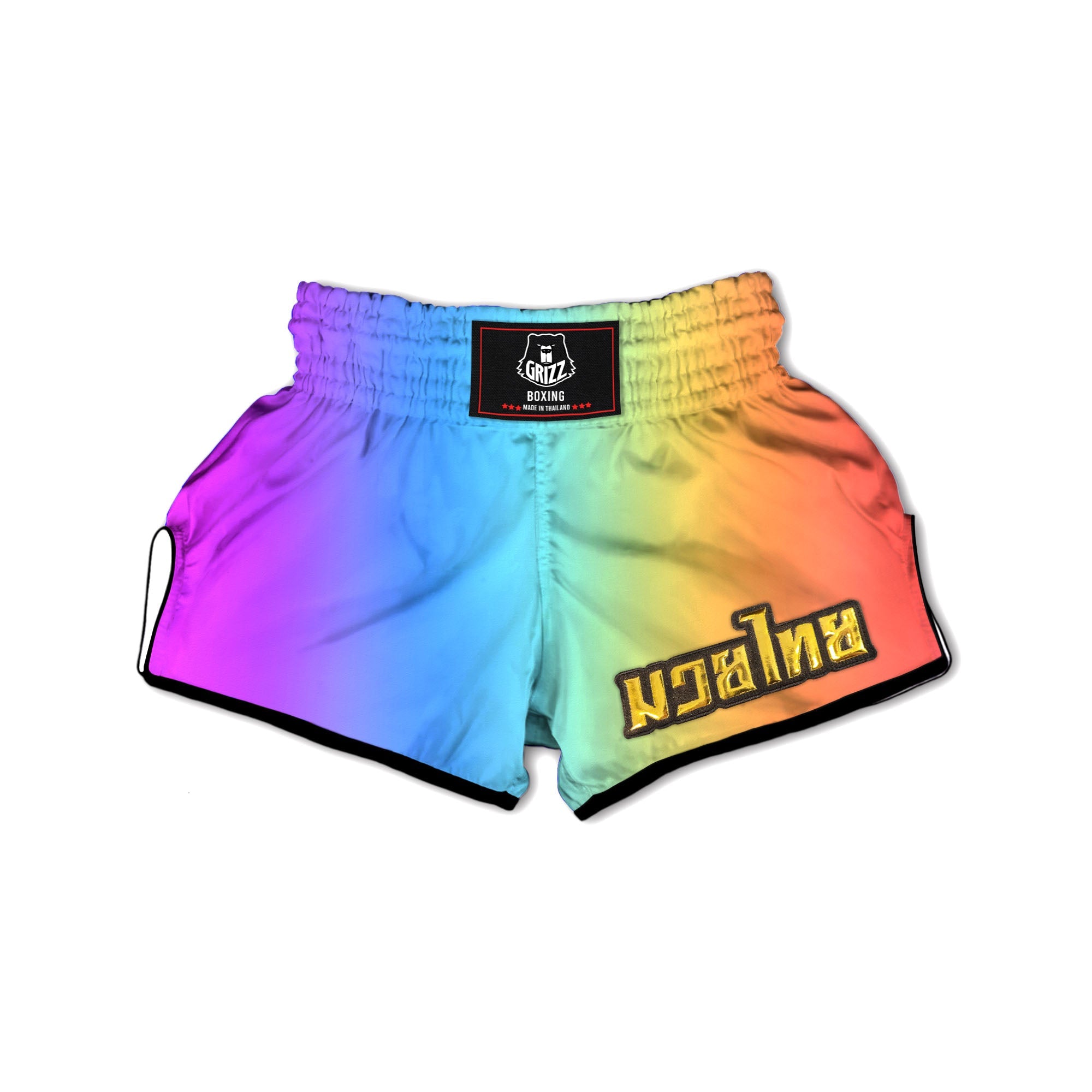 Gradient Rainbow Print Pattern Muay Thai Boxing Shorts-grizzshop