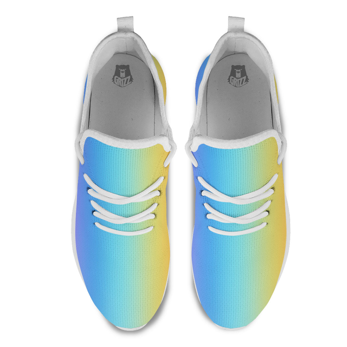 Gradient Rainbow Print Pattern White Athletic Shoes-grizzshop