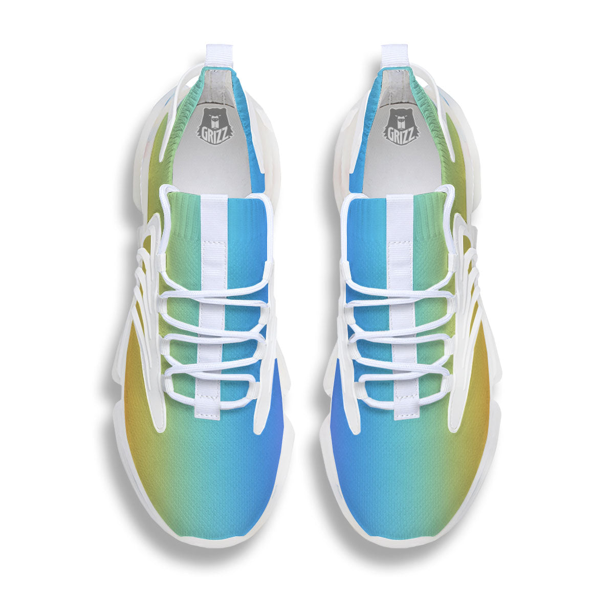 Gradient Rainbow Print Pattern White Gym Shoes-grizzshop