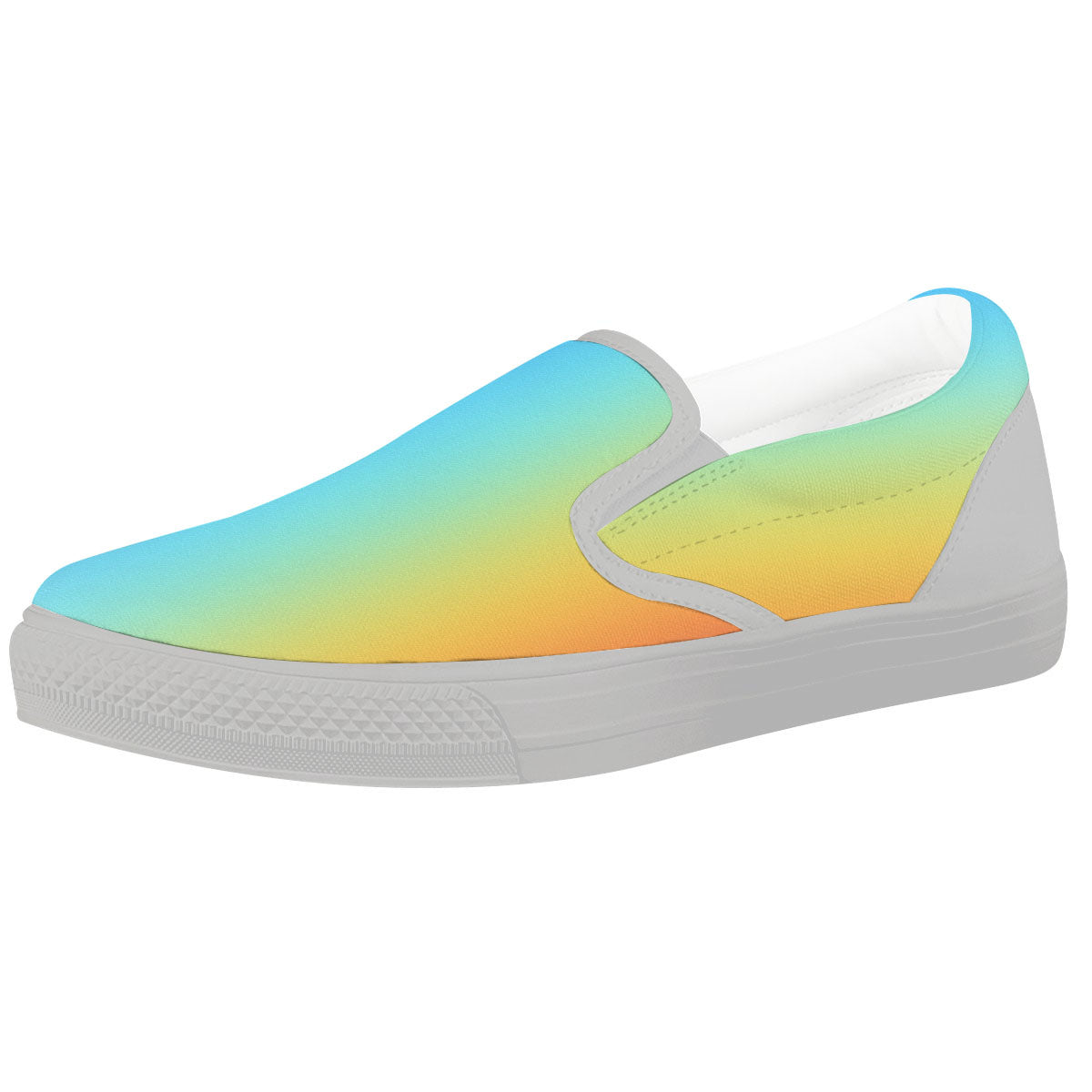 Gradient Rainbow Print Pattern White Slip On Shoes-grizzshop