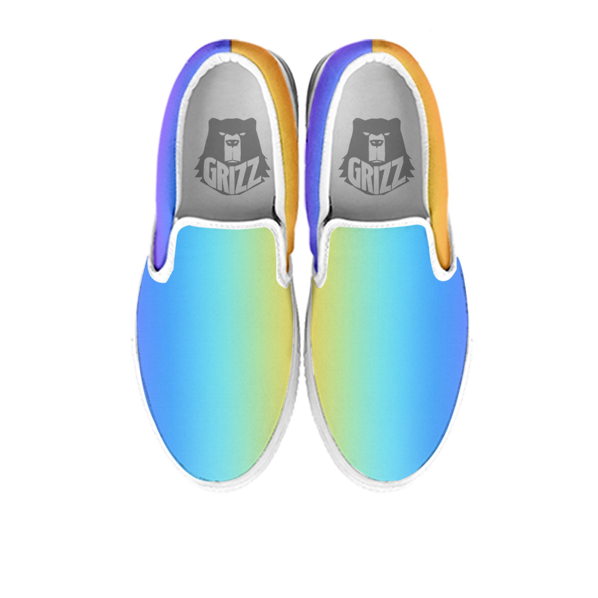 Gradient Rainbow Print Pattern White Slip On Shoes-grizzshop