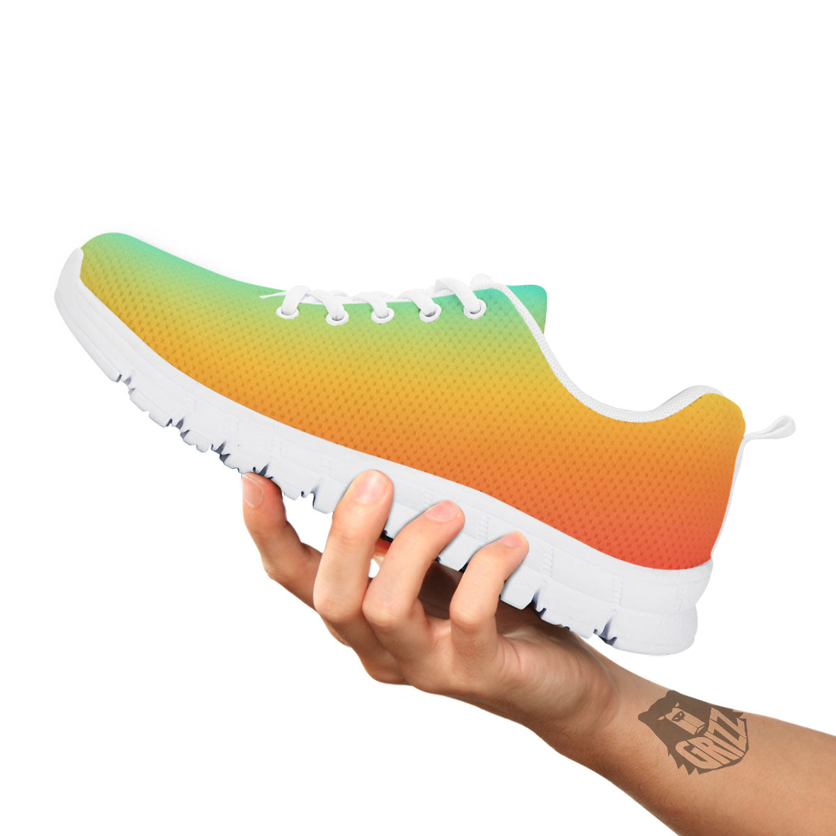 Gradient Rainbow Print Pattern White Sneaker-grizzshop