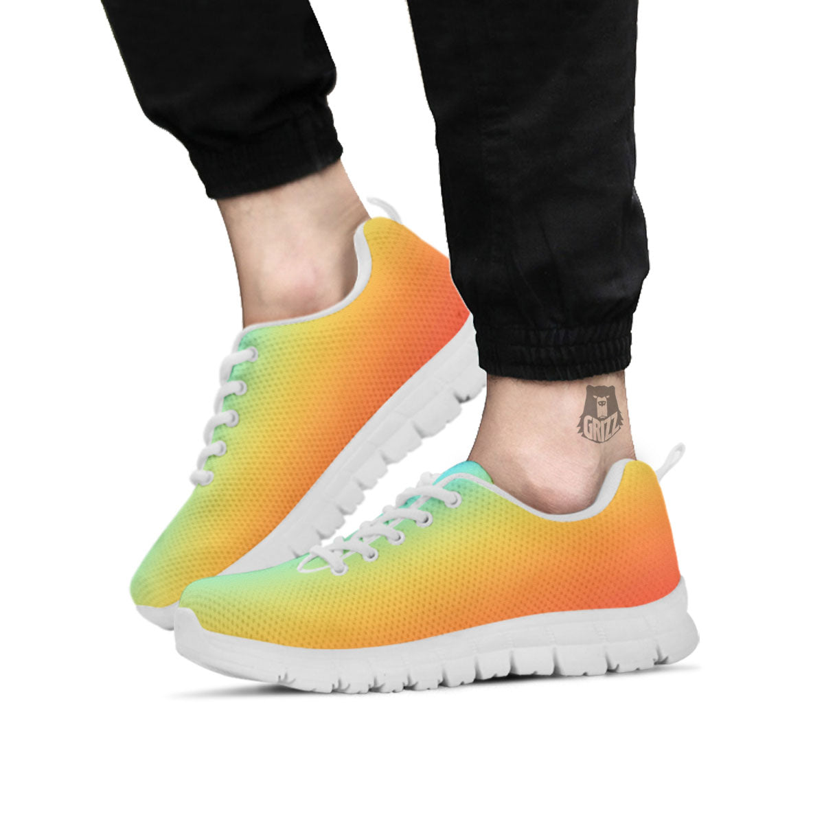 Gradient Rainbow Print Pattern White Sneaker-grizzshop
