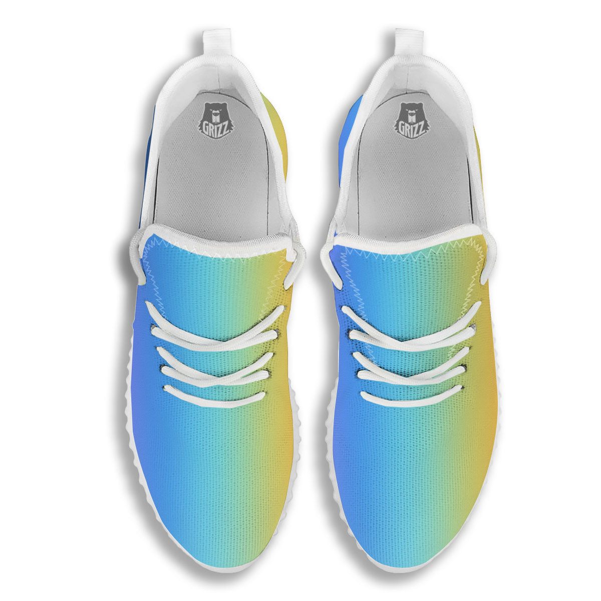 Gradient Rainbow Print Pattern White Walking Shoes-grizzshop