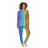 Gradient Rainbow Print Pattern Women's Pajamas-grizzshop