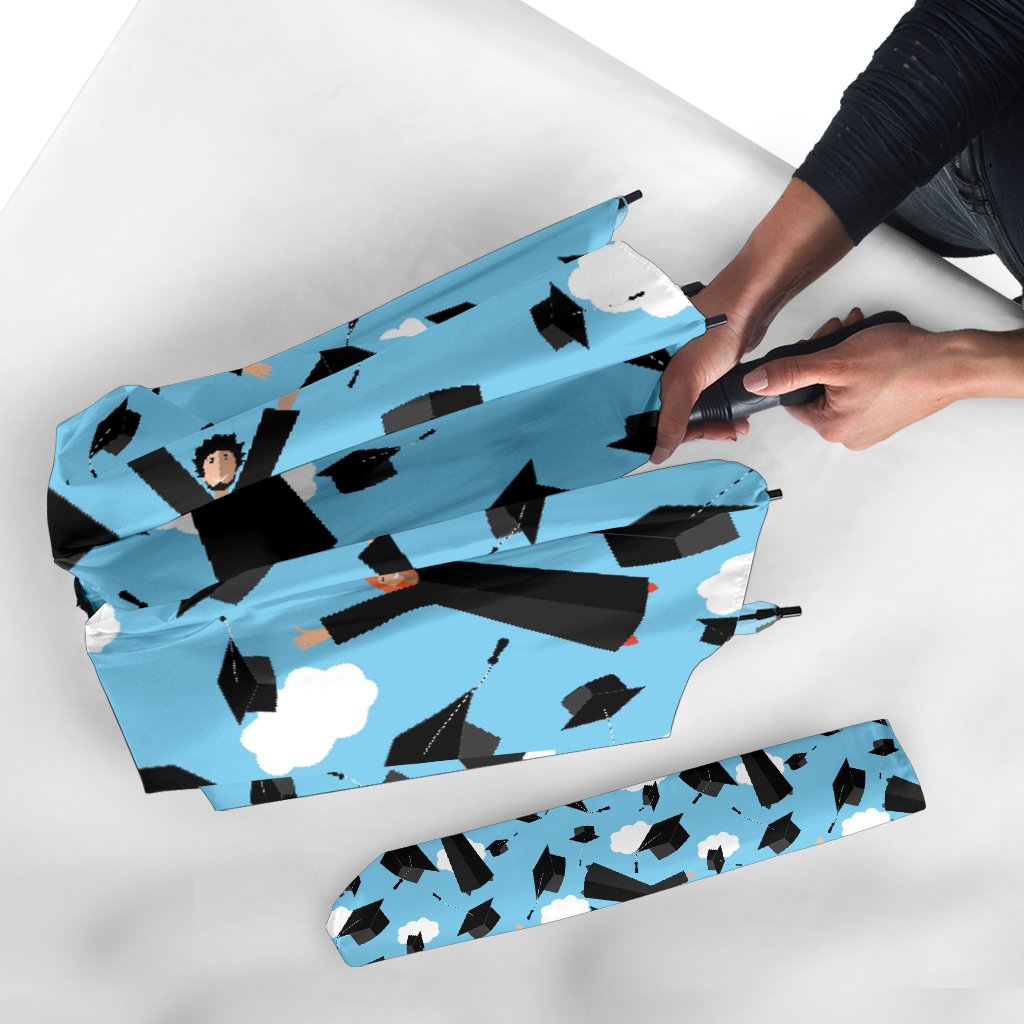 Graduation Day Pattern Print Automatic Foldable Umbrella-grizzshop