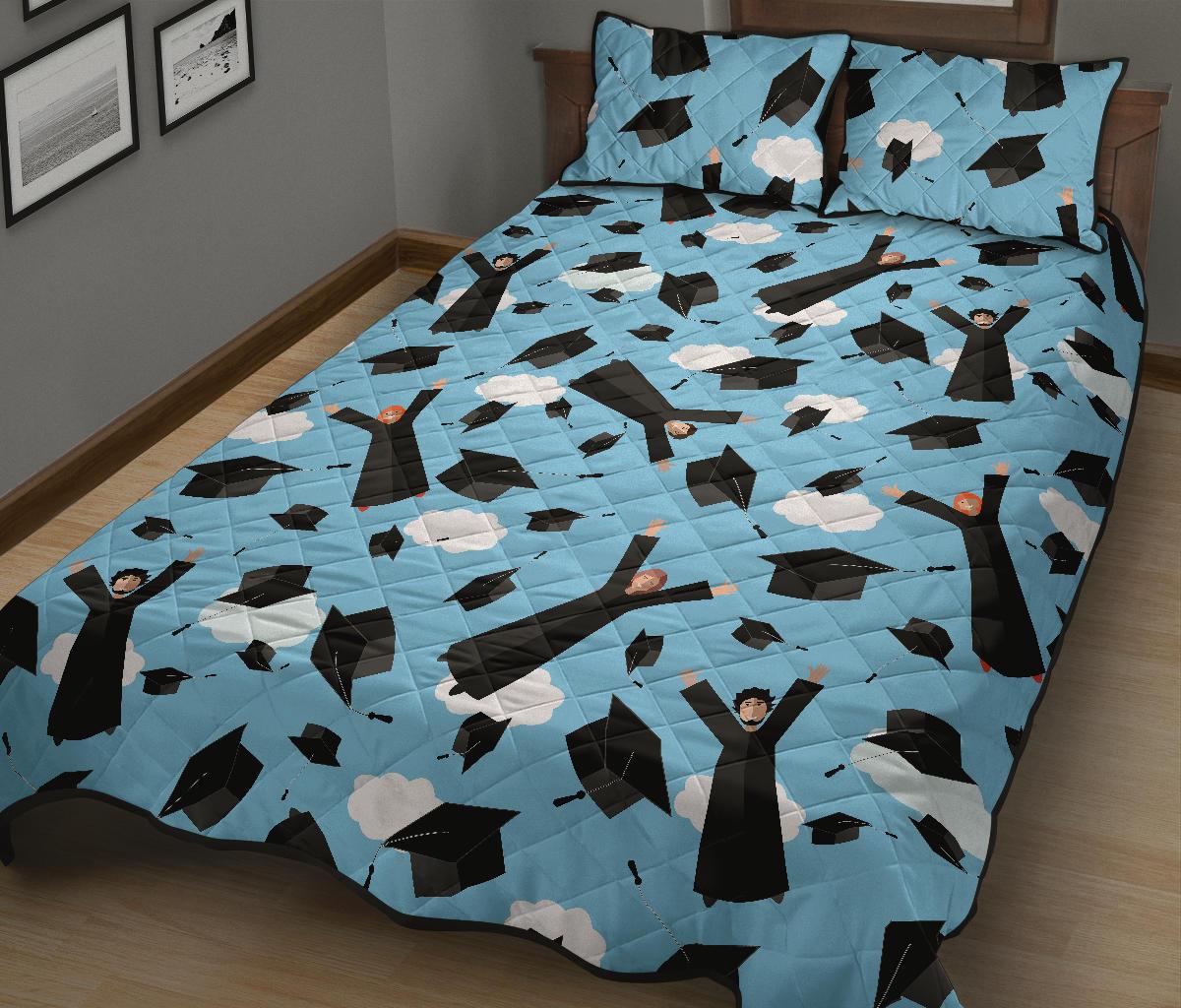 Graduation Day Pattern Print Bed Set Quilt-grizzshop