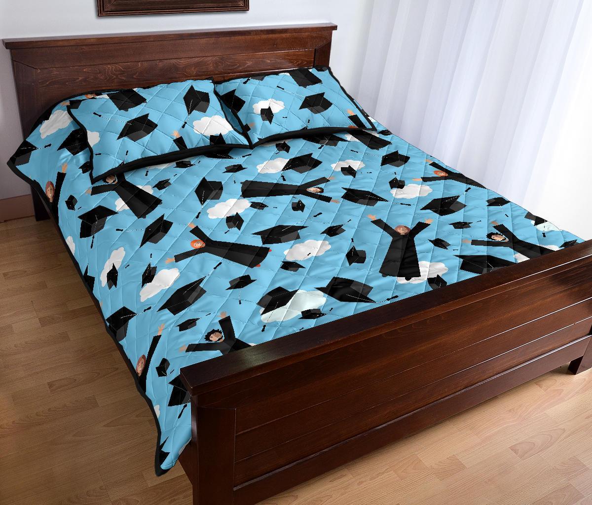 Graduation Day Pattern Print Bed Set Quilt-grizzshop