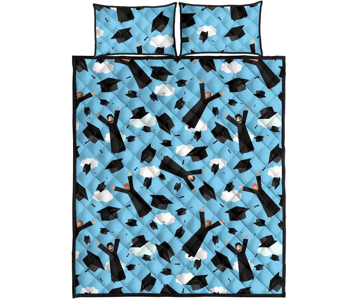 Graduation Day Pattern Print Bed Set Quilt-grizzshop