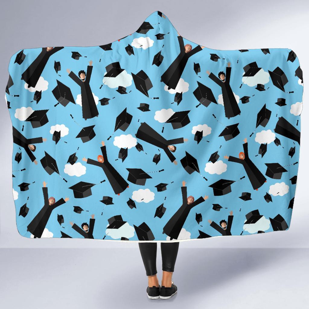 Graduation Day Pattern Print Hooded Blanket-grizzshop