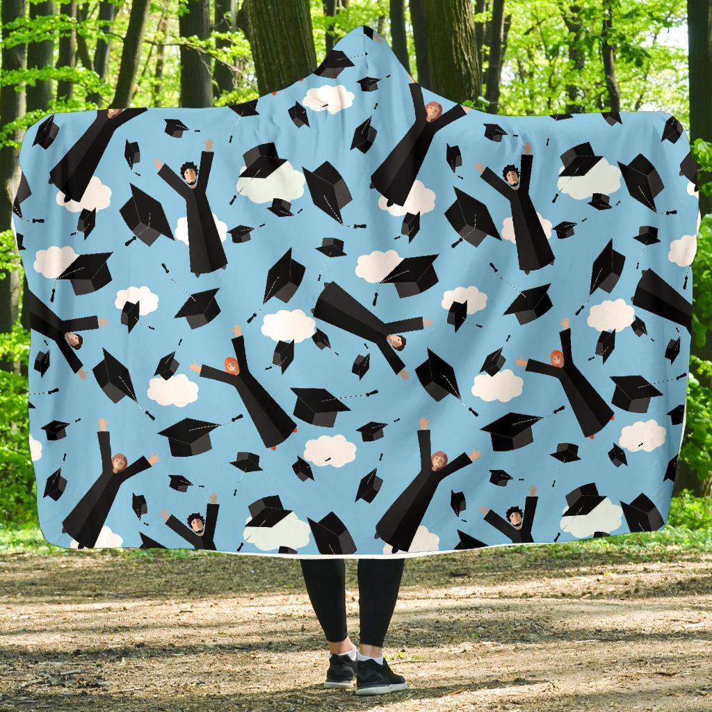 Graduation Day Pattern Print Hooded Blanket-grizzshop