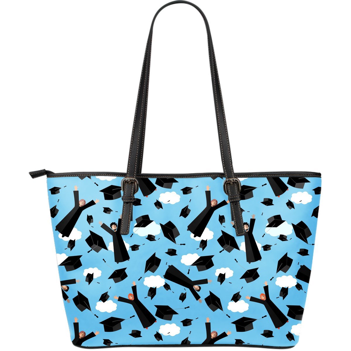 Graduation Day Pattern Print Leather Tote Bag-grizzshop