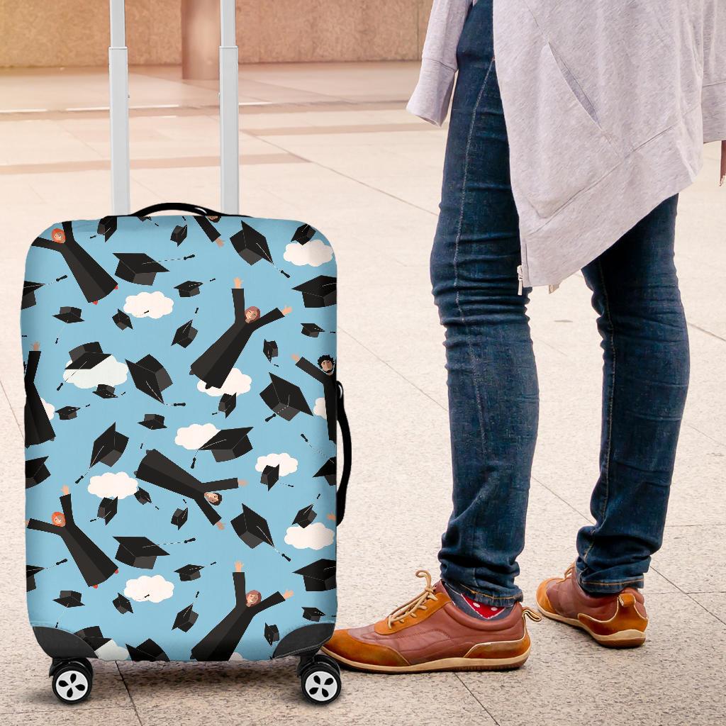 Graduation Day Pattern Print Luggage Cover Protector-grizzshop