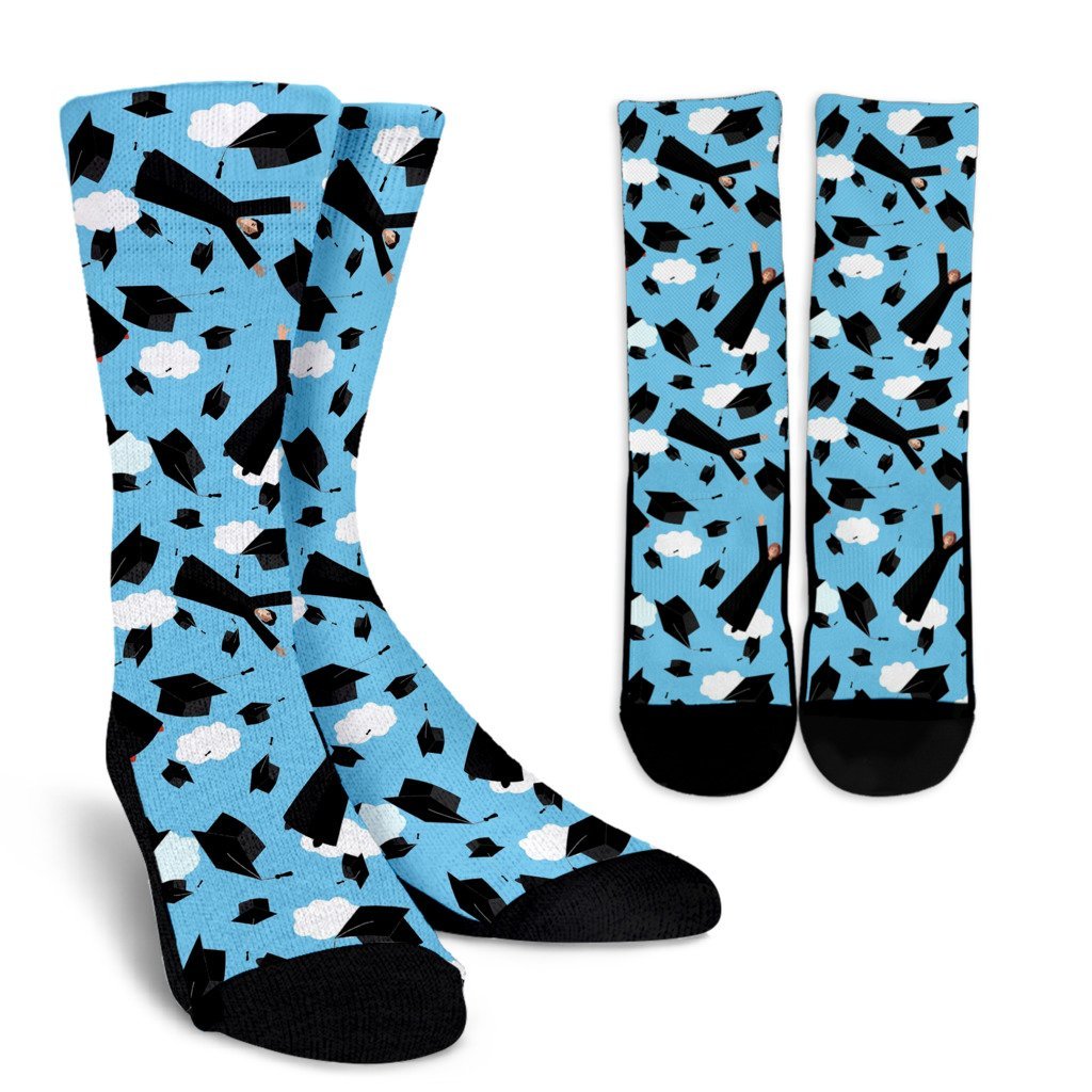 Graduation Day Pattern Print Unisex Crew Socks-grizzshop