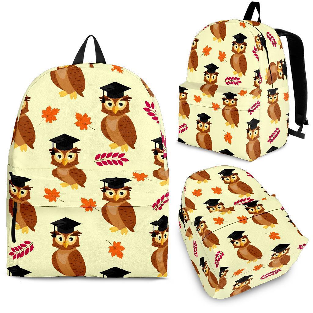 Graduation Owl Pattern Print Backpack-grizzshop