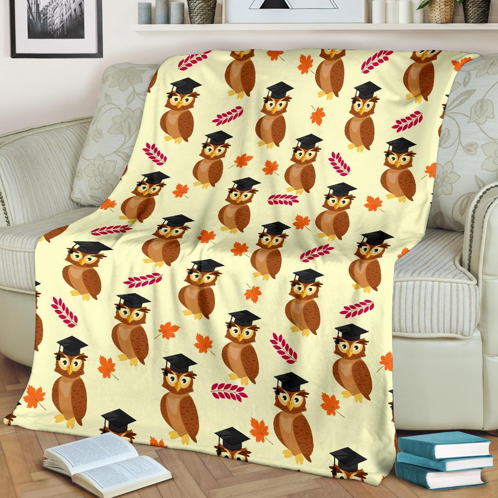 Graduation Owl Pattern Print Blanket-grizzshop