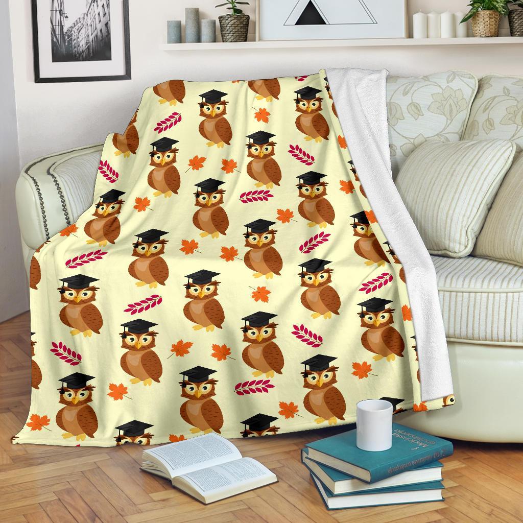 Graduation Owl Pattern Print Blanket-grizzshop