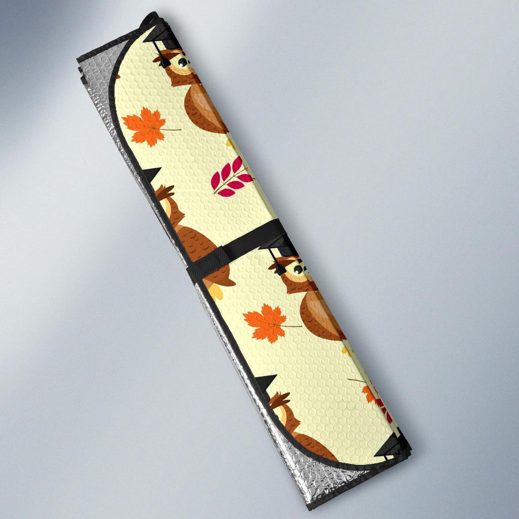 Graduation Owl Pattern Print Car Sun Shade-grizzshop